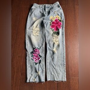 Embroidered Floral Jeans